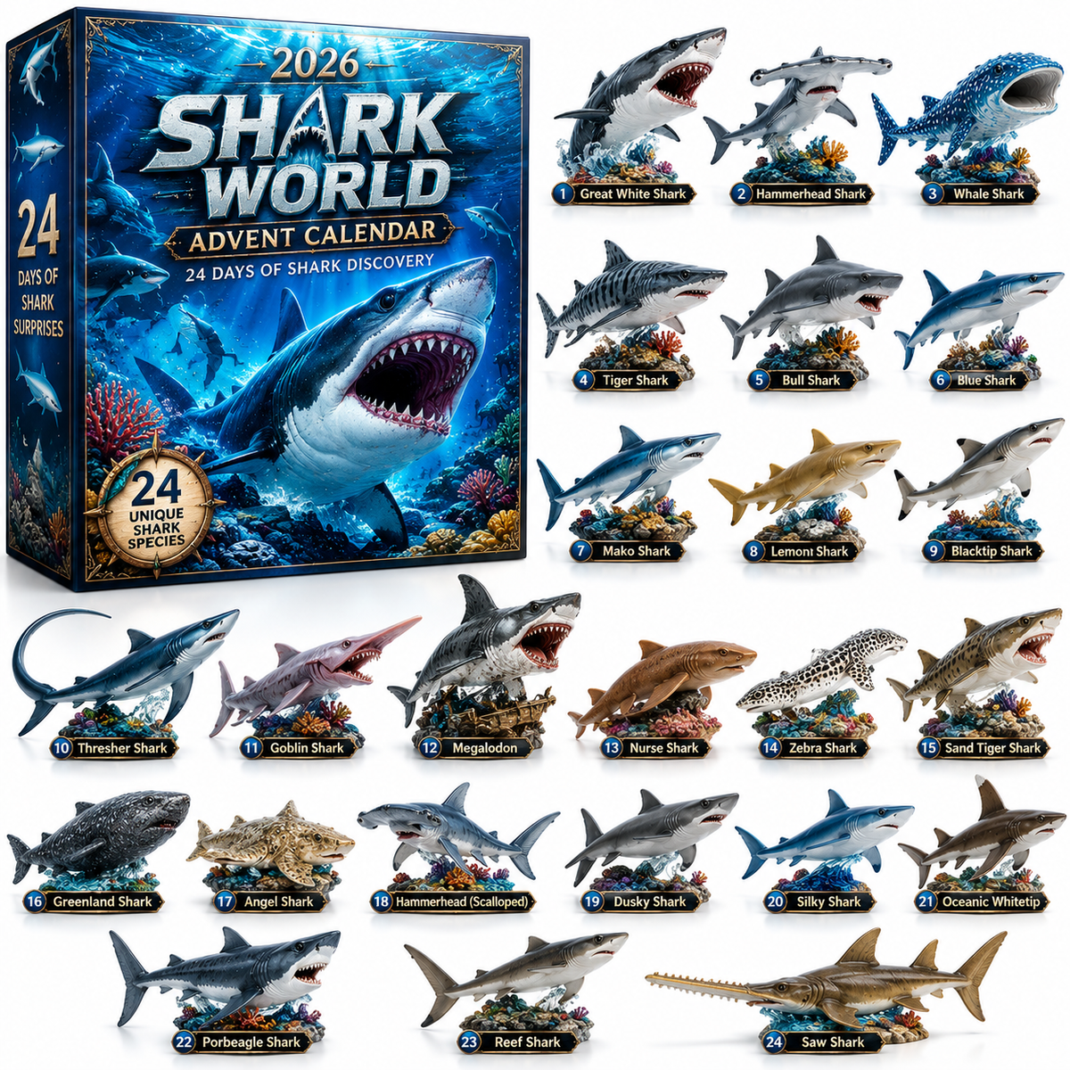 🔥50% Off Today Only-🦈 2026 Shark World Advent Calendar