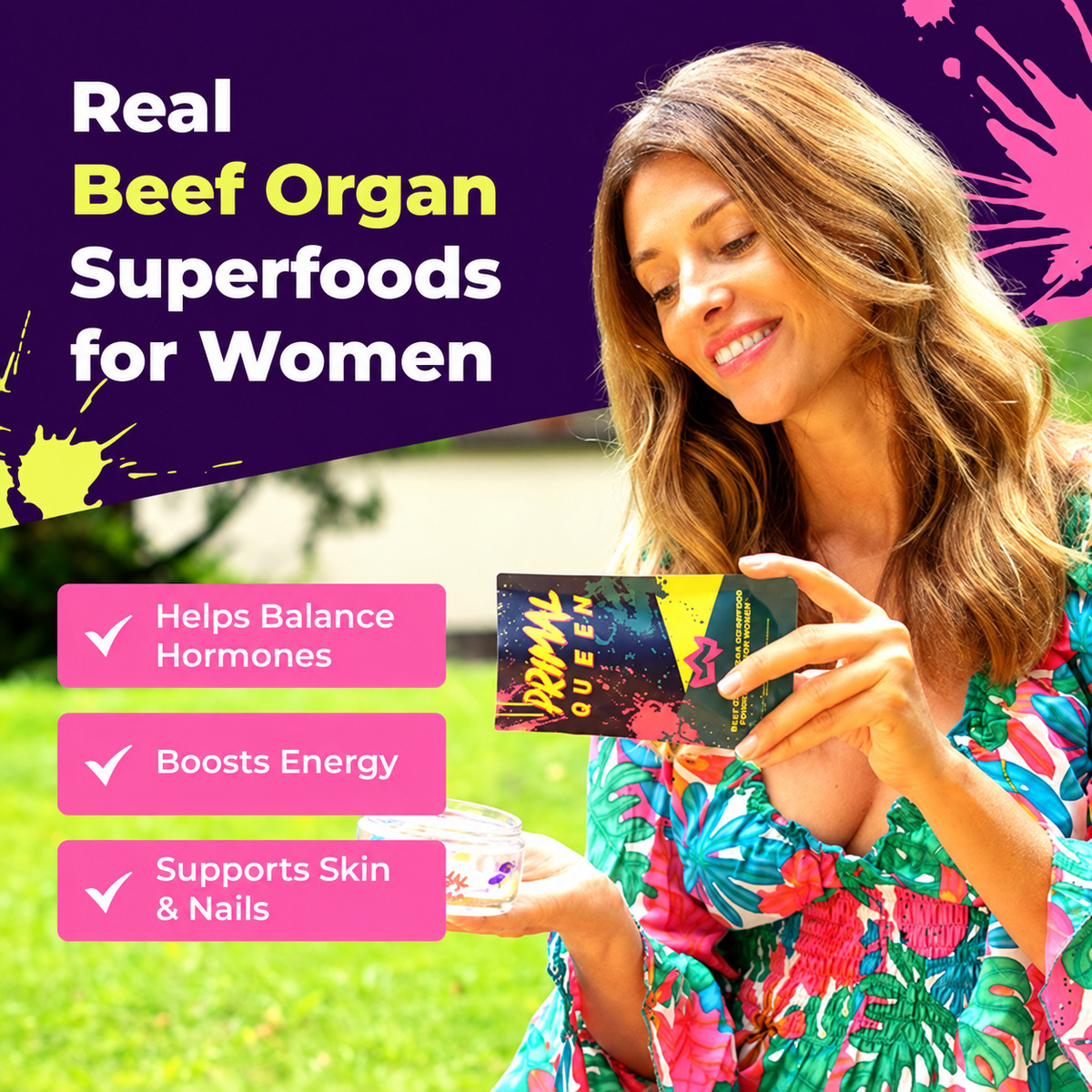 Primal Queen Female-Optimized Beef Organ Superfood Supplement - 100% Grass Fed, Pasture Raised Cattle - Balance Hormones, Energy