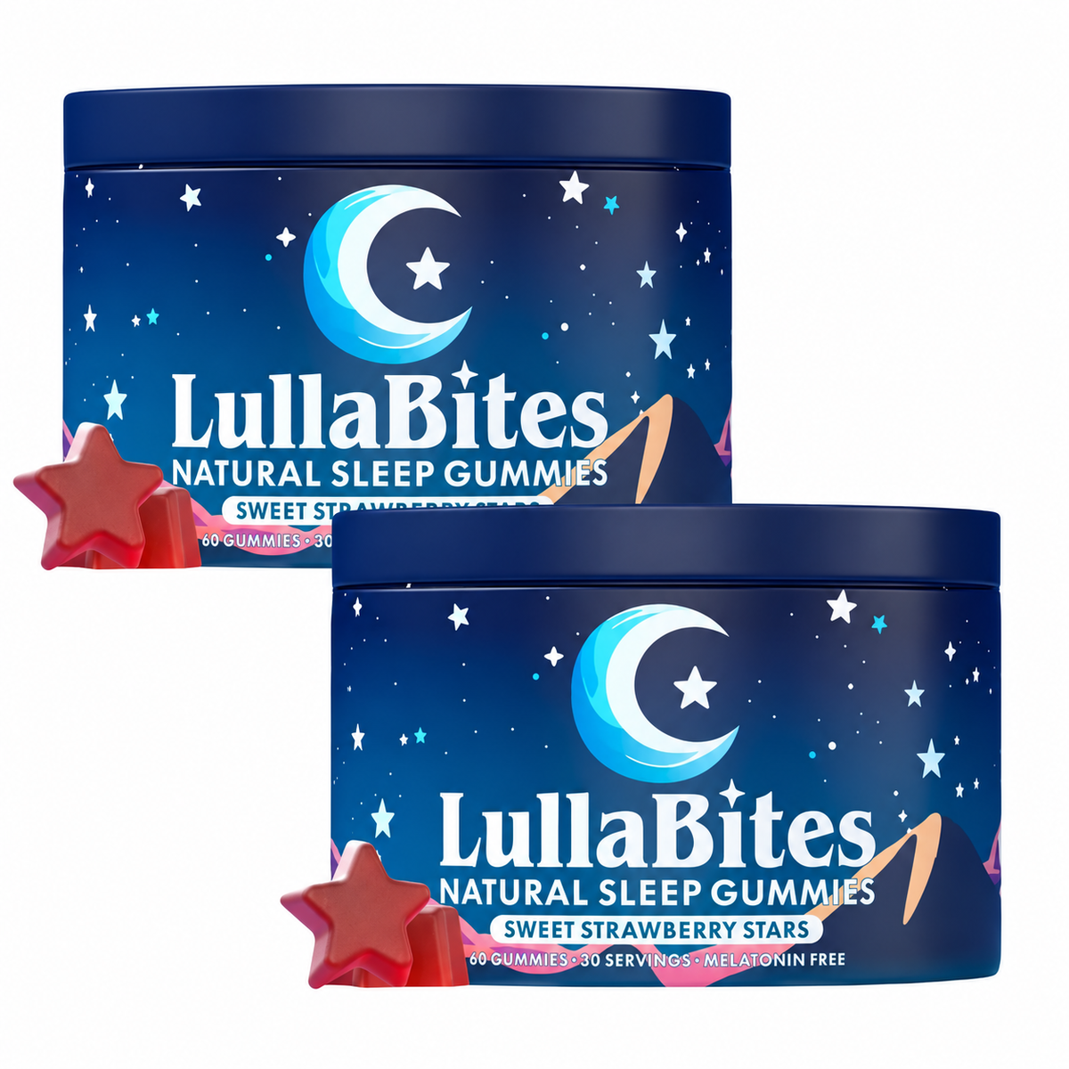 Natural Sleep Gummies - 30 Servings -Sweet Strawberry Stars