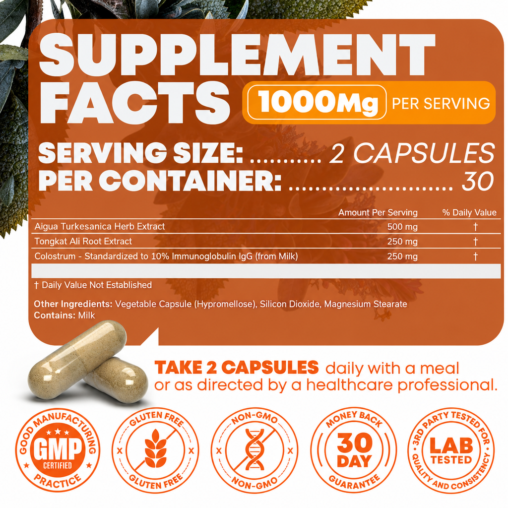 Turkesterone & Tongkat Ali - Muscle Builder & Strength Supplement for Athletes - 1000mg Per Serving, 60 Capsules