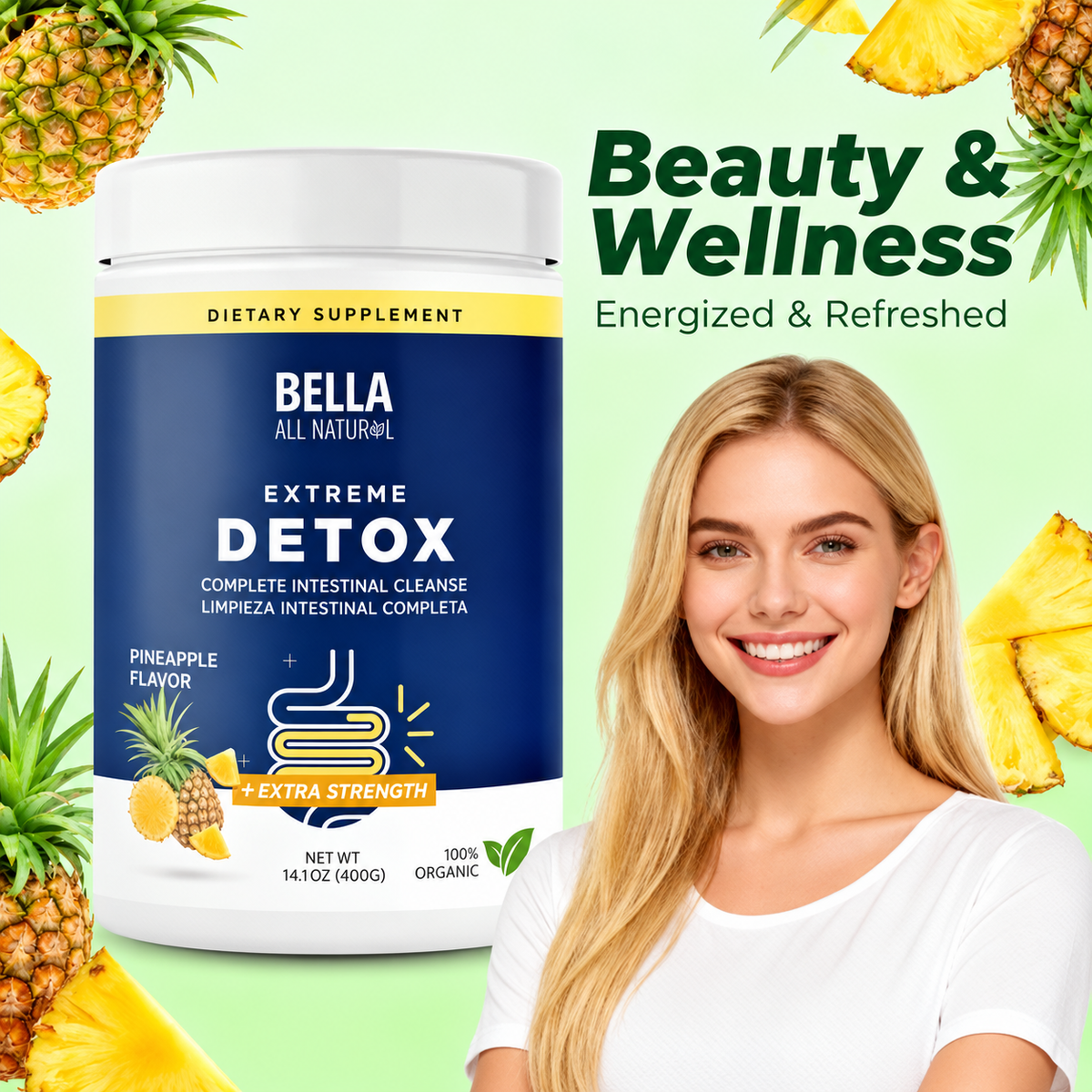Pineapple Extreme Detox Powder – Supports Sleep Balance, Deep Detox & Skin Radiance | All-Natural Cleanse Supplement