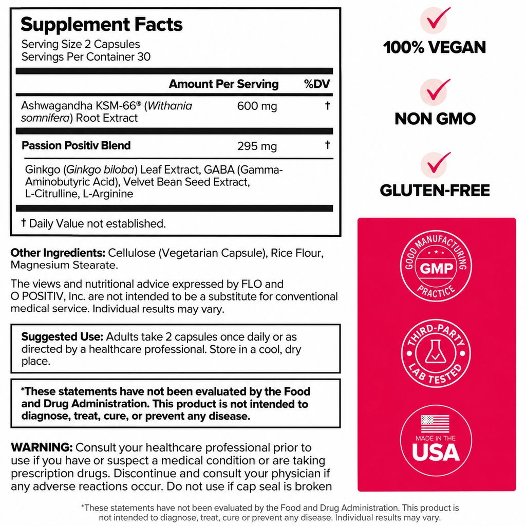O Positiv URO Vaginal Moisture & Mood Formulated to Support Vaginal Moisture, Mood & Relaxation  -30 Servings
