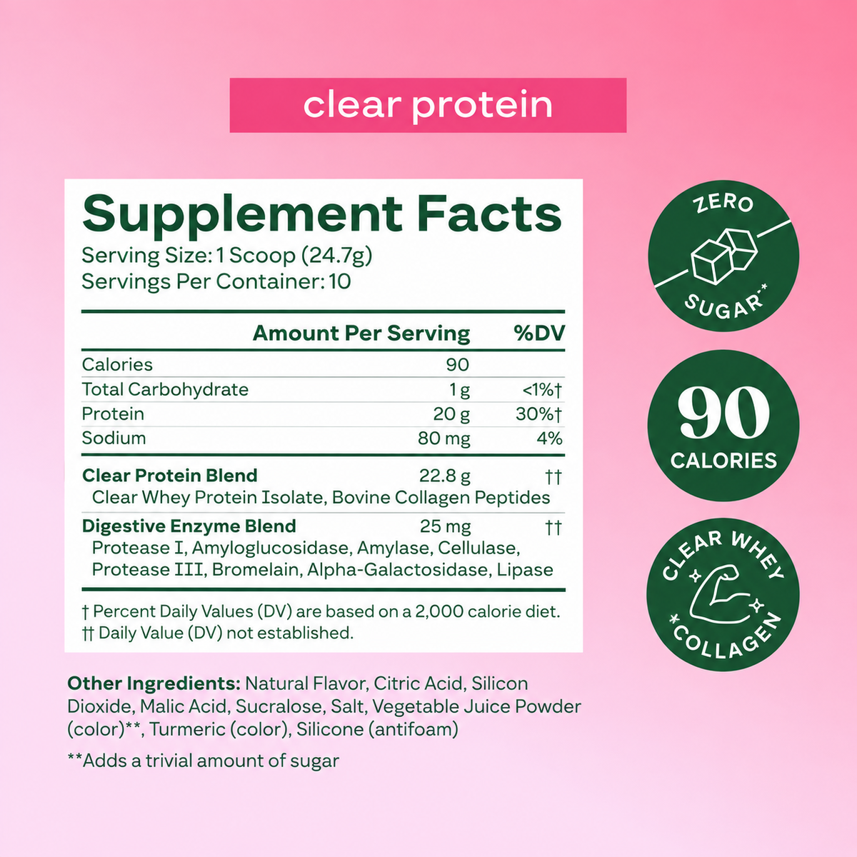 Bloom Nutrition Clear Protein - Clear Whey + Collagen Protein Blend | 20g Protein, 90 Calories, 0g Sugar, Light & uct Refreshing Fruity Drink | Protein for Women