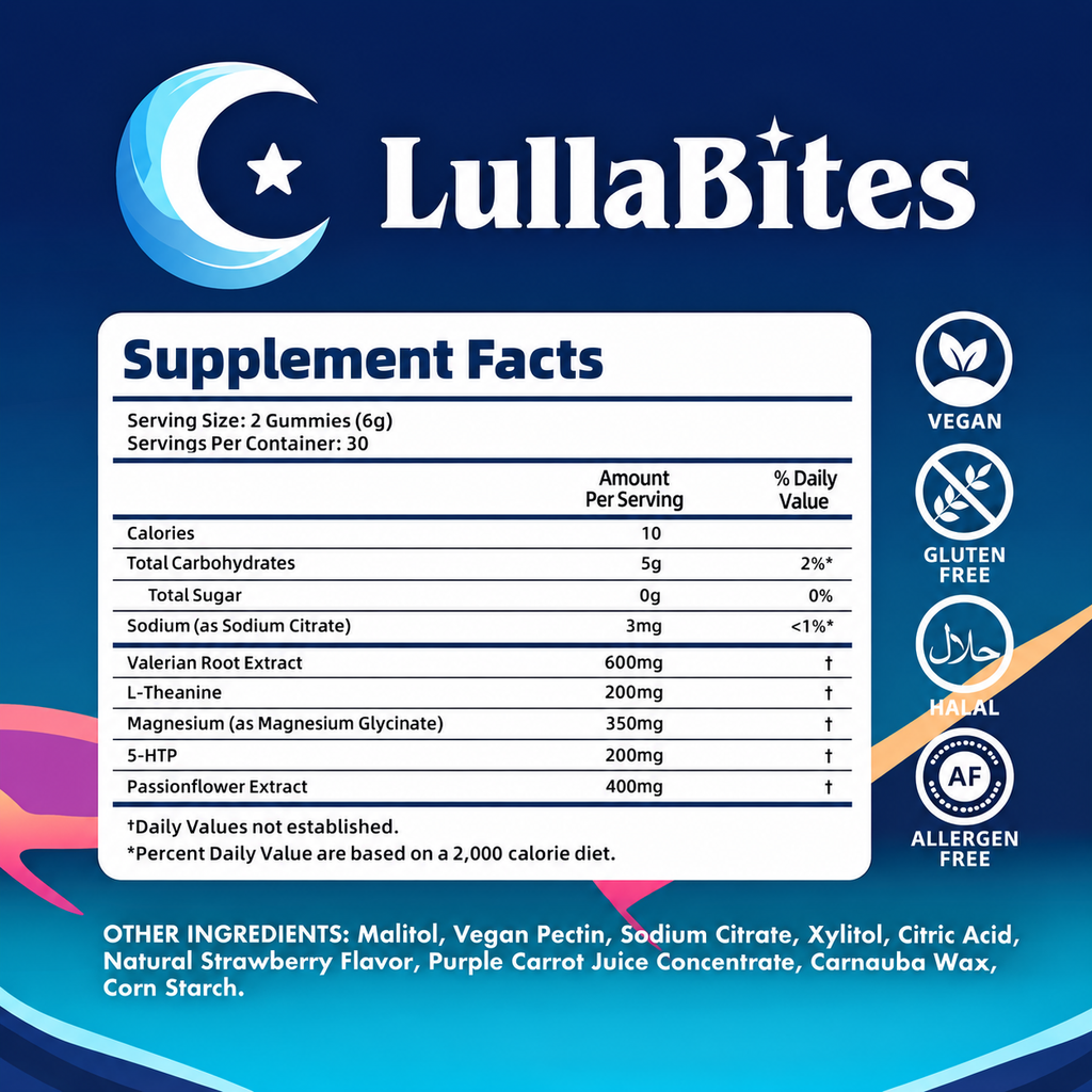 Natural Sleep Gummies - 30 Servings -Sweet Strawberry Stars