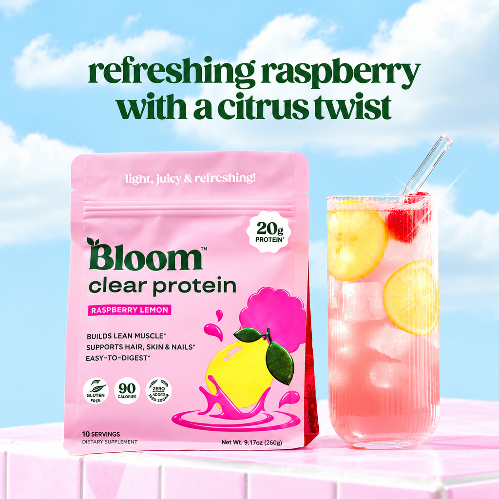 Bloom Nutrition Clear Protein - Clear Whey + Collagen Protein Blend | 20g Protein, 90 Calories, 0g Sugar, Light & uct Refreshing Fruity Drink | Protein for Women