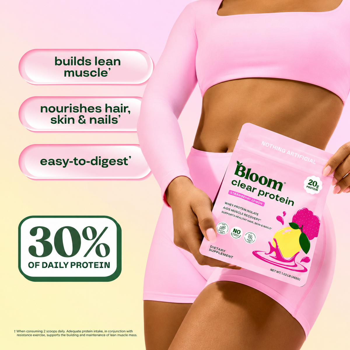 Bloom Nutrition Clear Protein - Clear Whey + Collagen Protein Blend | 20g Protein, 90 Calories, 0g Sugar, Light & uct Refreshing Fruity Drink | Protein for Women