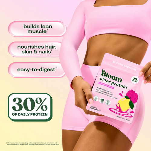 Bloom Nutrition Clear Protein - Clear Whey + Collagen Protein Blend | 20g Protein, 90 Calories, 0g Sugar, Light & uct Refreshing Fruity Drink | Protein for Women
