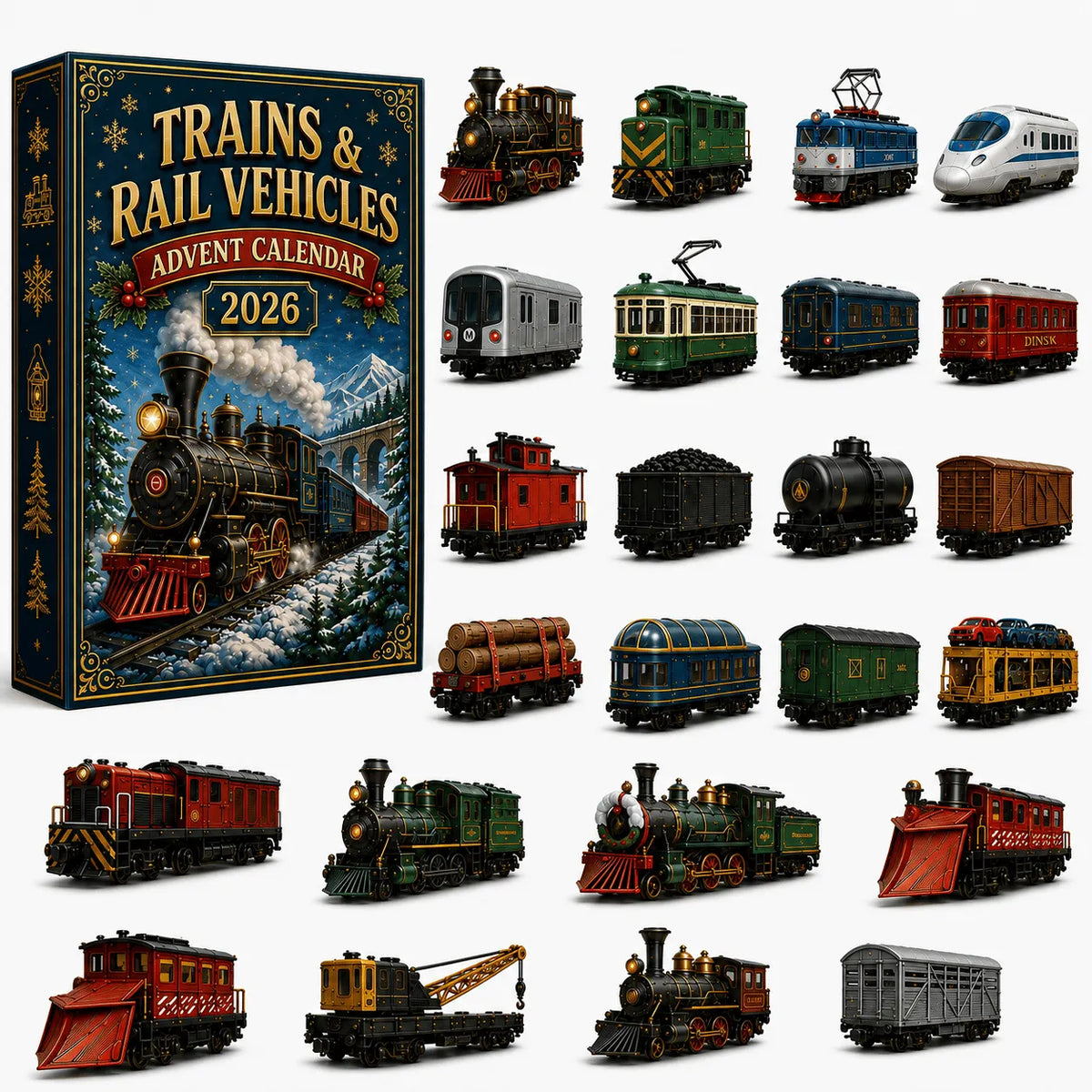 🚂 Trains & Rail Vehicles Advent Calendar 2026 – 24 Days of Railway Surprises